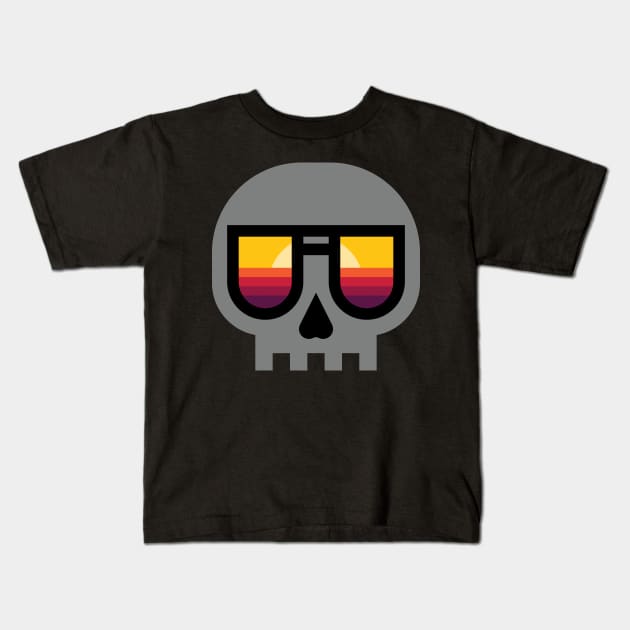 Sunset Skull Kids T-Shirt by quilimo